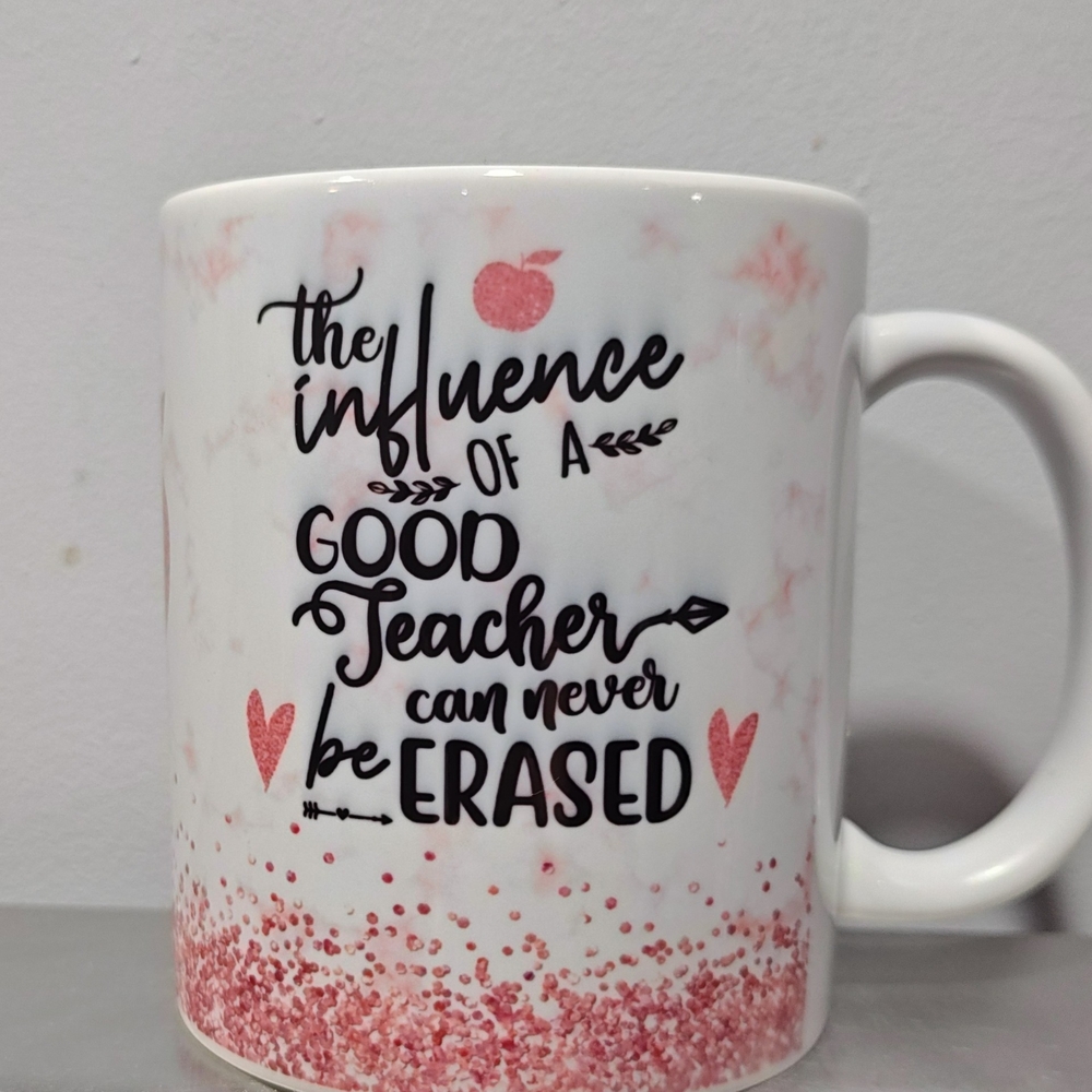 Inspirational Teacher Mug with Pink Accents